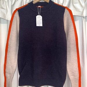 Women’s Colorblock Sweater - Gray, Cream, and Orange size small